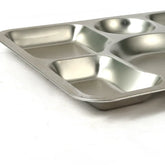 6 Compartments Divided Stainless-Steel Serving Tray